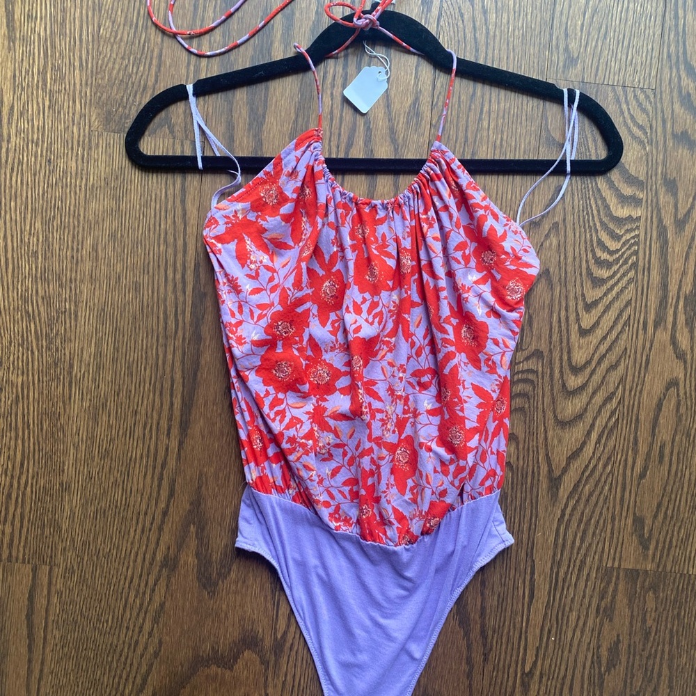 Free People Red and Purple Floral Swimwear